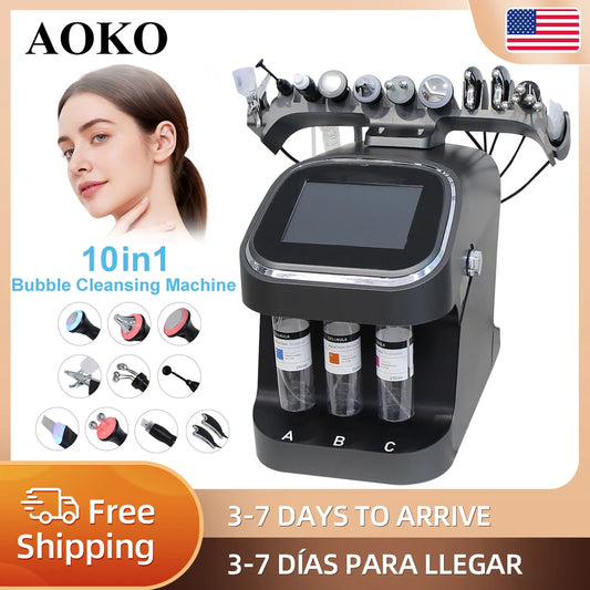AOKO Updated 10 in 1 Bubbles Skincare Facial spa Hydrogen Purification Face Cleaning Professional Beauty Machines